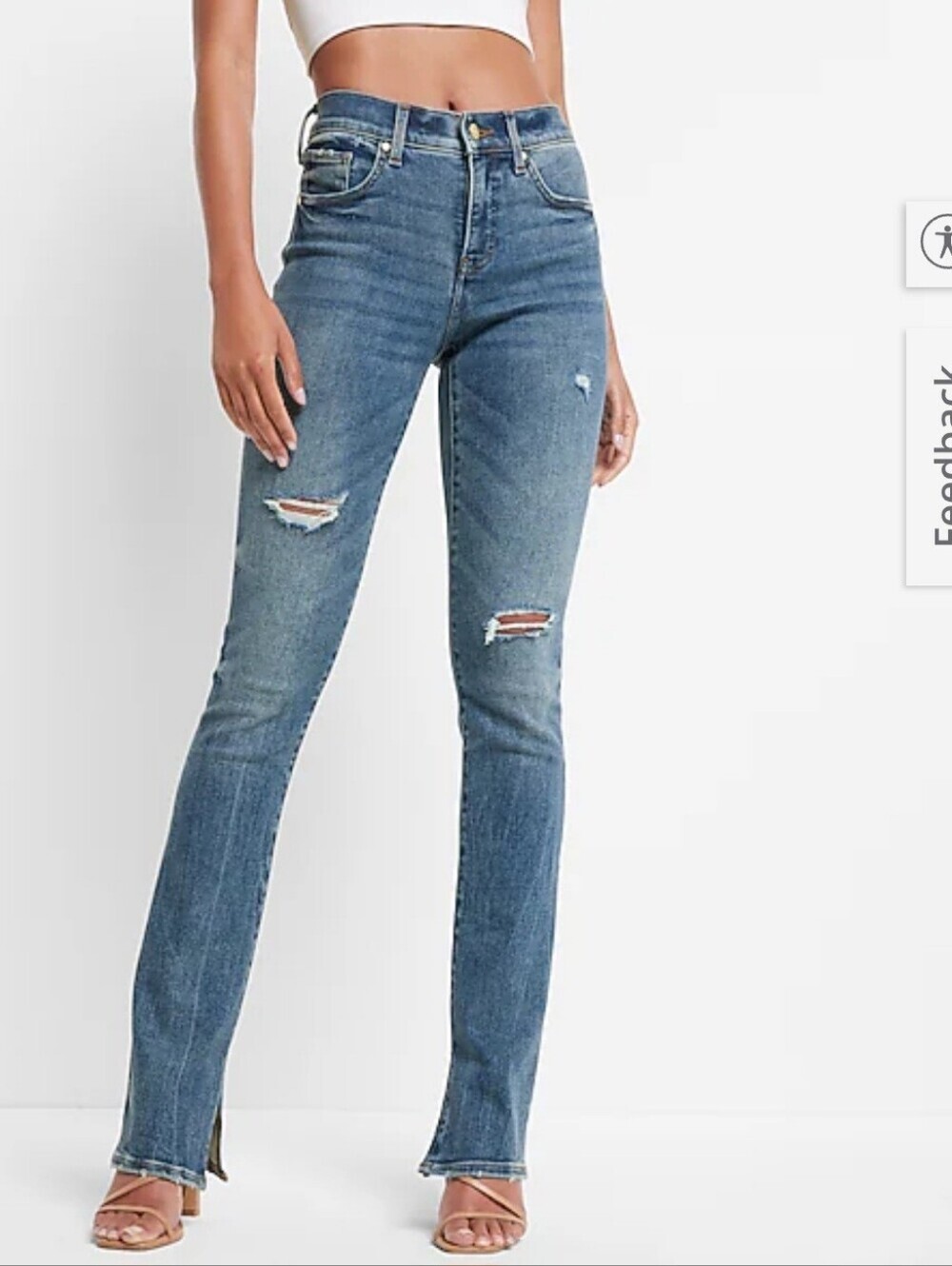 Express Skyscraper Mide-Rise Distressed Light Blue Jeans Size 4